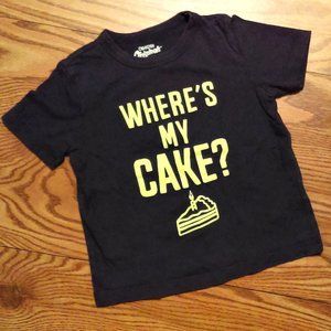 🎂 3T Boys Where's My Cake? Osh Kosh Short Sleeve Food Birthday Tee Navy Blue